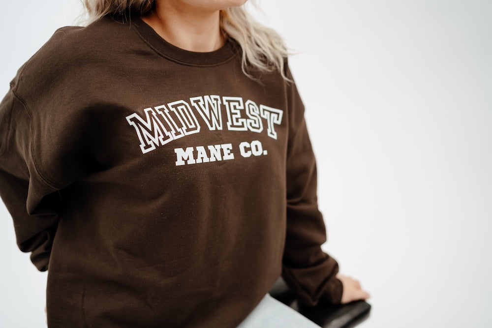 Midwest Mane Co. Brown Crewneck